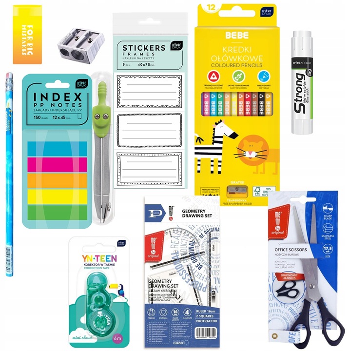 Wyprawka szkolna zestaw XXL Interdruk, 30 elementów, do szkoły klasa 4-8