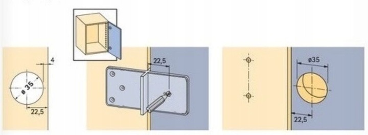 ZESTAW frez do zawiasów puszkowych 35 Z PROWADNICĄ SZABLONEM