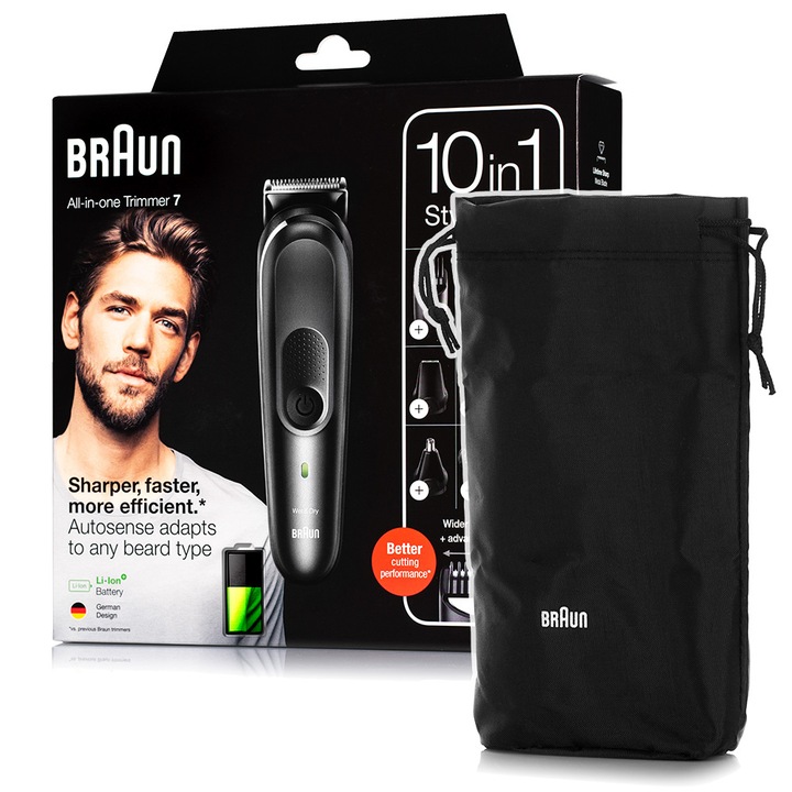 MASZYNKA DO WŁOSÓW TRYMER DO BRODY NOSA USZU GOLARKA BRAUN MGK7WCA-GIGAPACK