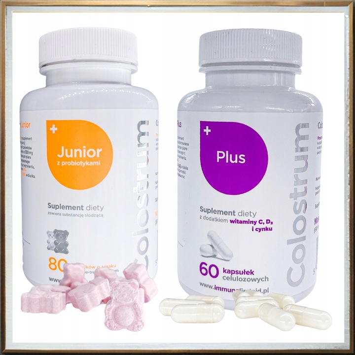 Suplement diety Colostrum JUNIOR oraz Colostrum PLUS odporność dla dzieci C