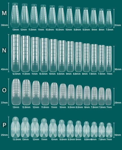 ZESTAW Formy DUAL DO AKRYLOŻELU 12 rodzajów MIGDAŁ pędzelek zaciskarka