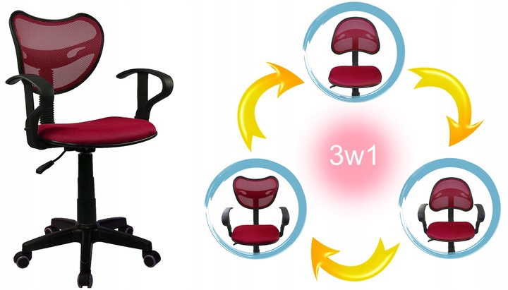 FOTEL DLA DZIECI MŁODZIEŻOWY STYLOWY KRZESŁO OBROTOWE BIUROWE KOLORY