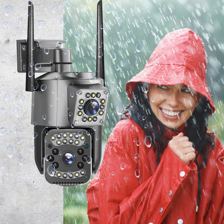 PODWÓJNA ZEWNĘTRZNA KAMERA WIFI SMART IP QUADHD 4MPX APLIKACJA DETEKCJA IR