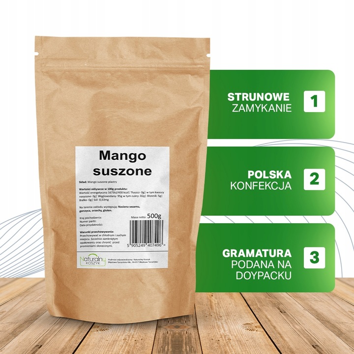 MANGO SUSZONE krojone 500g MANGO krojone 0,5kg