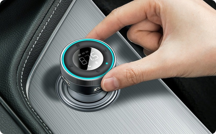 BASEUS TRANSMITER FM BLUETOOTH ŁADOWARKA SAMOCHODOWA USB 2.4A PD TF AUX