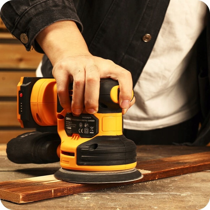 SZLIFIERKA OSCYLACYJNA MIMOŚRODOWA AKUMULATOROWA REGULACJA AKUMULATOR DEKO