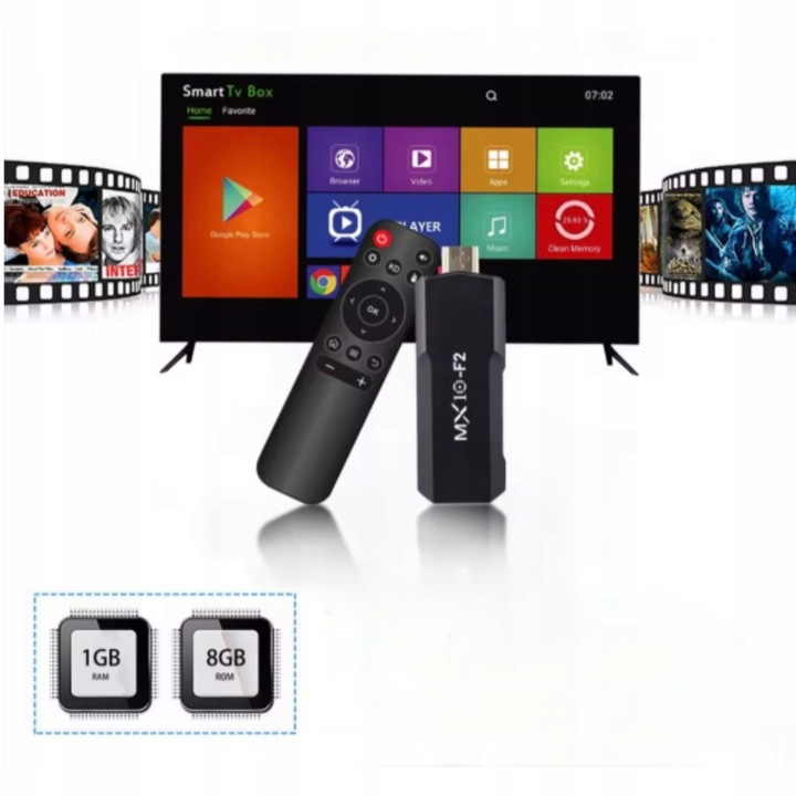 TV STICK ODTWARZACZ MULTIMEDIALNY ANDROID SMART TV 4K 1 GB 8 GB