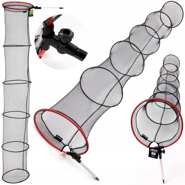 SIATKA WĘDKARSKA SADZYK 2M 35CM SZTYCA 6 OBRĘCZ NECO