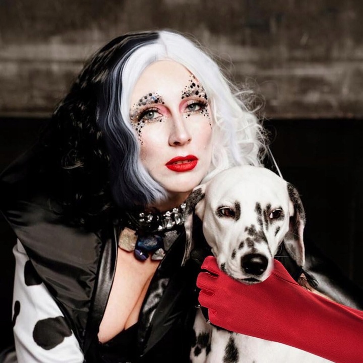 STRÓJ PRZEBRANIE DAMSKIE CRUELLA DE MON KOSTIUM FILMOWY 6el HALLOWEEN