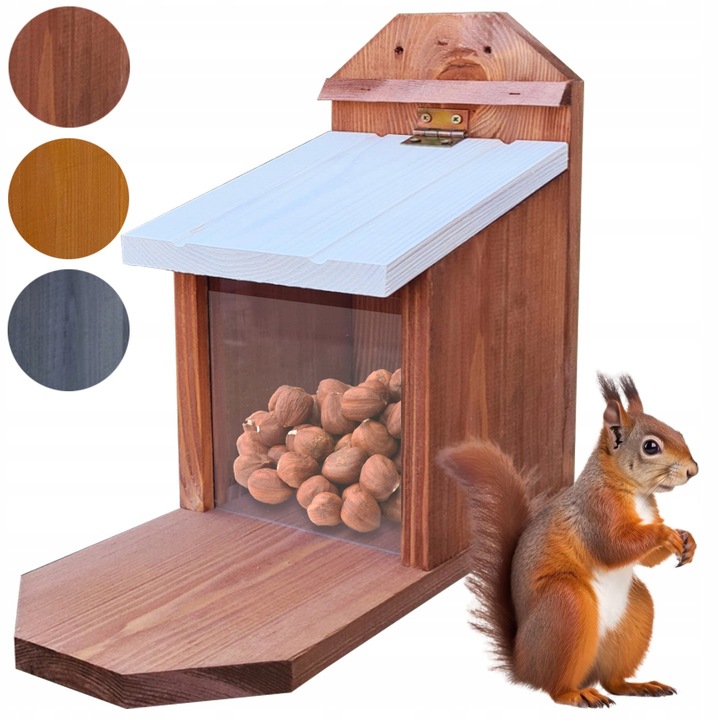 DOMEK DLA WIEWIÓREK, KARMNIK - z drewna. łatwy montaż - 3 kolory