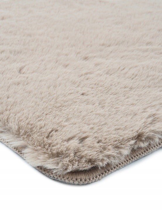 Dywan Pluszowy Rabbit do Sypialni Beżowy Dywanik Puszysty Miękki 60x100cm
