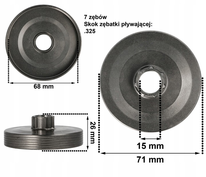 BĘBEN KOSZ SPRZĘGŁA ZĘBATKA DO PIŁY SPALINOWEJ CHIŃSKIEJ SPRZĘGŁO