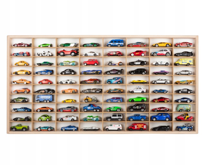 PÓŁKA NA HOT WHEELS 80 PRZEGRÓDEK - NA RESORAKI DREWNO - OD PRODUCENTA