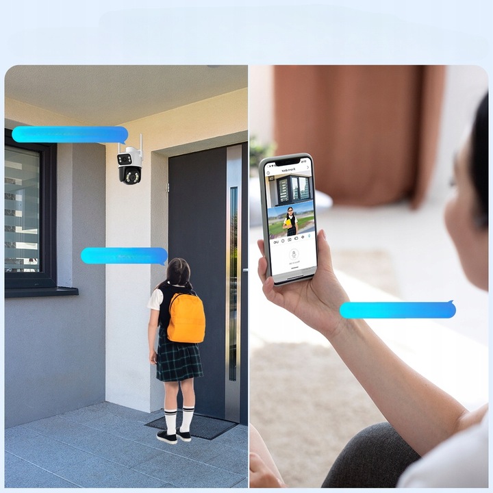 PODWÓJNA KAMERA WIFI IP SMART 8MP ALARM DETEKCJA iCSee