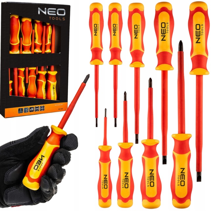Zestaw wkrętaków śrubokrętów 1000V, 9 szt., NEO 04-143