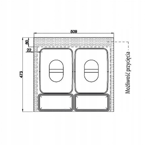 Kosz Segregator na śmieci MULTINO 60 2x15 L - 2 pojemniki