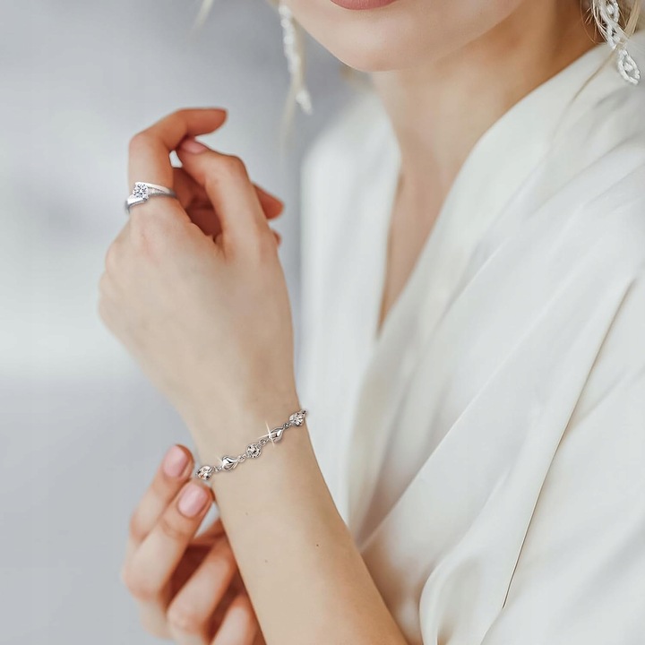 Bransoletka Damska Serce Srebrna łańcuszek Dla Mamy Żony Córki Prezent