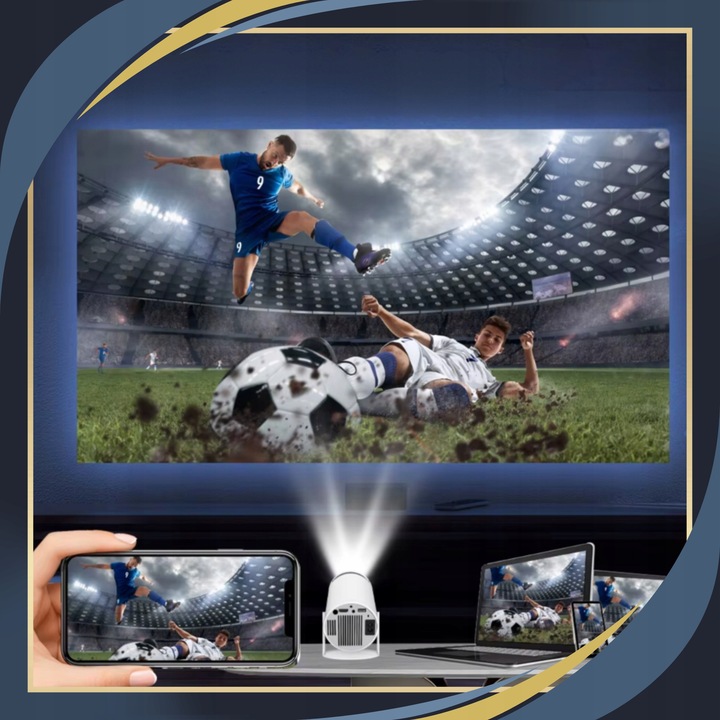 PROJEKTOR RZUTNIK 4K OBROTOWY Z GŁOŚNIKIEM PRZENOŚNY LED ANDROID WIFI