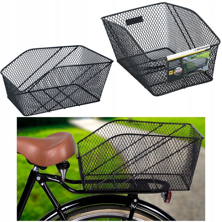 Kosz metalowy rowerowy duży koszyk na rower bagażnik DUNLOP 13L + ODBLASK
