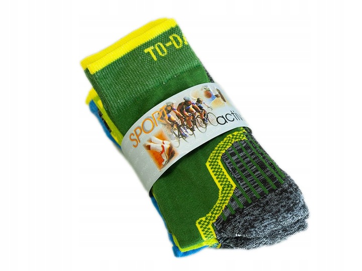 5x Kolorowe skarpetki trekkingowe sportowe super bawełna półfrotte 39-42