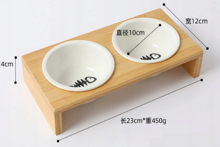 MISKA DLA KOTA PSA PODWÓJNA DREWNIANA METALOWA