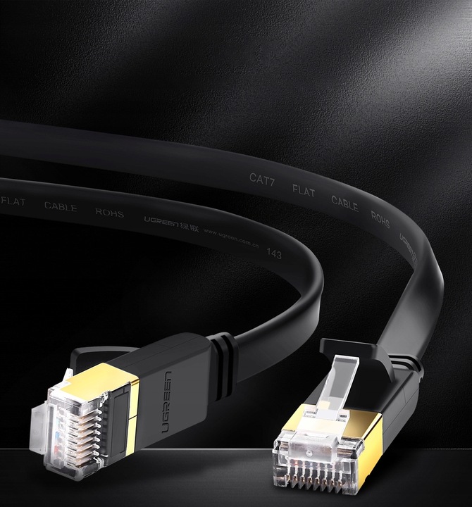 UGREEN Płaski Kabel Internetowy Przewód Sieciowy Ethernet RJ45 Cat.7 STP 8m