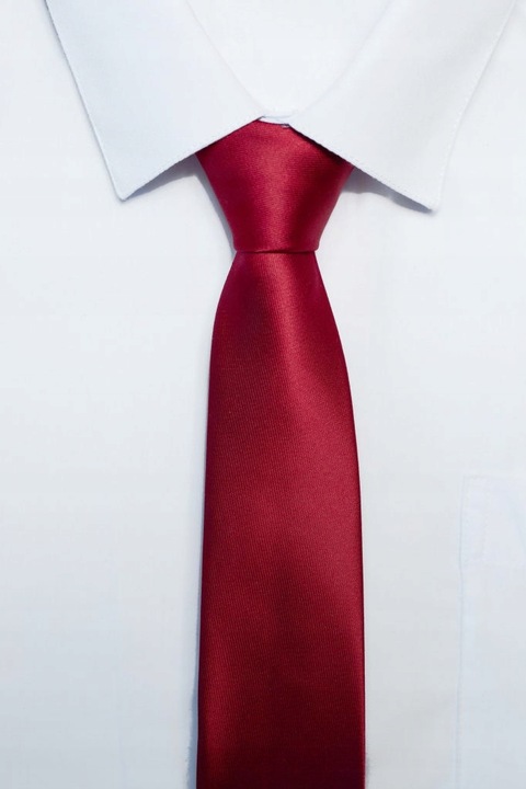 Elegancki krawat klasyczny czerwony satynowy modny szerokość 7-cm