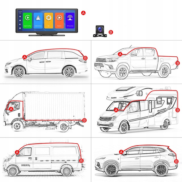 MONITOR SAMOCHODOWY RADIO ANDROID AUTO CARPLAY NAWIGACJA USB WIFI