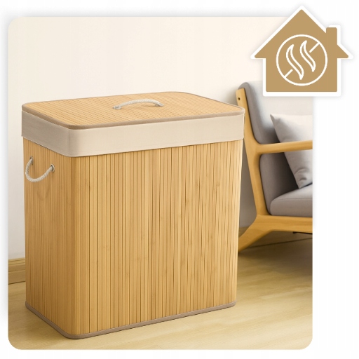 Kosz na pranie składany bambusowy pojemnik brudną bieliznę duży 3