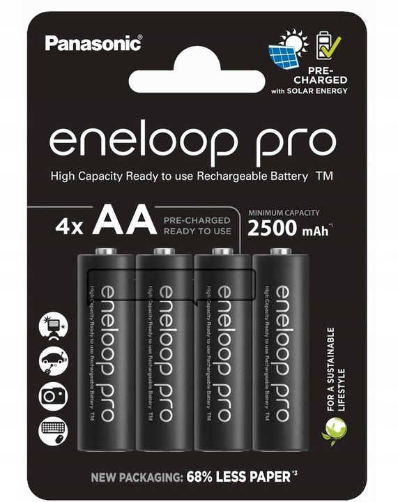 4X R06/AA AKUMULATORKI BATERIE ENELOOP PRO PANASONIC 2500MAH JAPOŃSKIE