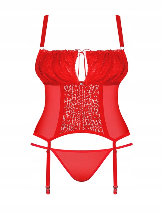 Obsessive Blossmina Gorset Plus Size Red 4XL/5XL