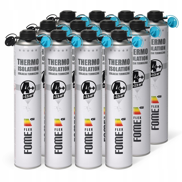Piana PUR do ociepleń izolacji+24 dysze do natryskiwania 850ml FomeFlex x12