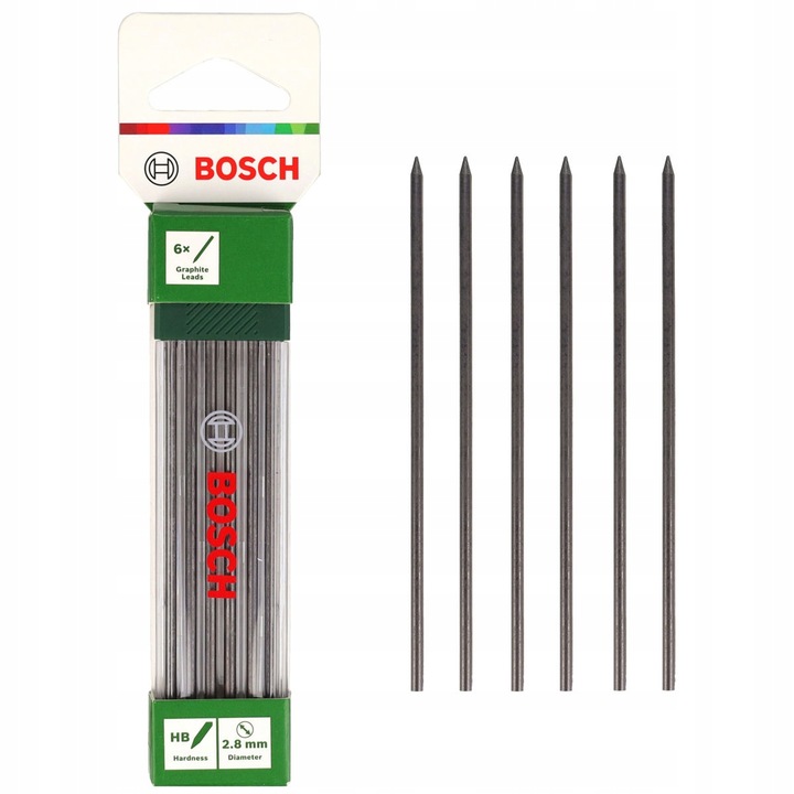 ZESTAW 6 RYSIKÓW WKŁADÓW GRAFITOWYCH HB 2,8 mm do ołówka znacznika BOSCH