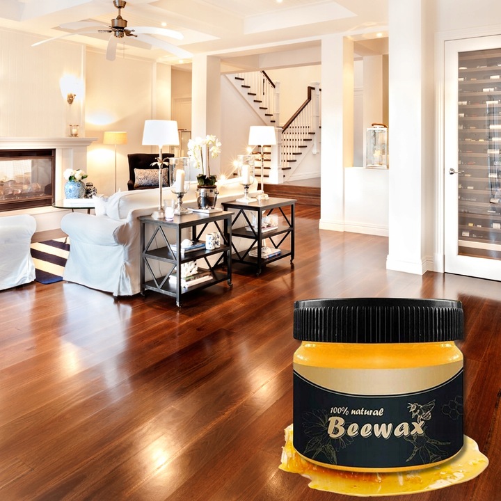 Zestaw do Polerowania Drewna Podłóg Mebli Wosk BeeWax + Wełna Stalowa