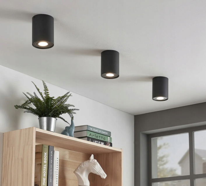 Oprawa Natynkowa Halogenowa Tuba GU10 LED ruchoma sufitowa spot czarna