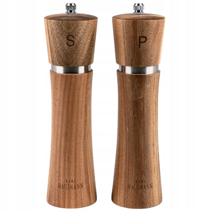 MŁYNEK RĘCZNY DO SOLI i PIEPRZU DREWNIANY ZESTAW 2 KARL HAUSMANN