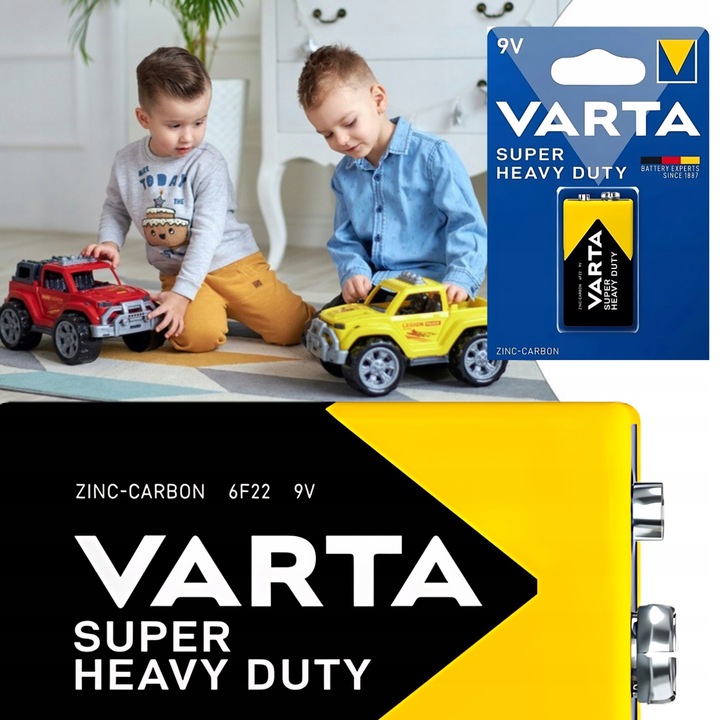 Bateria VARTA 9V 6F22 cynkowo węglowa MOCNE niemiecka długi termin x 9