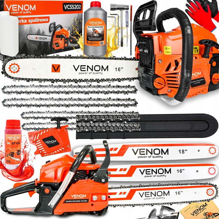 PIŁA SPALINOWA PILARKA ŁAŃCUCHOWA 5,9KM 58CC 4xŁAŃCUCH 2xPROWADNICE