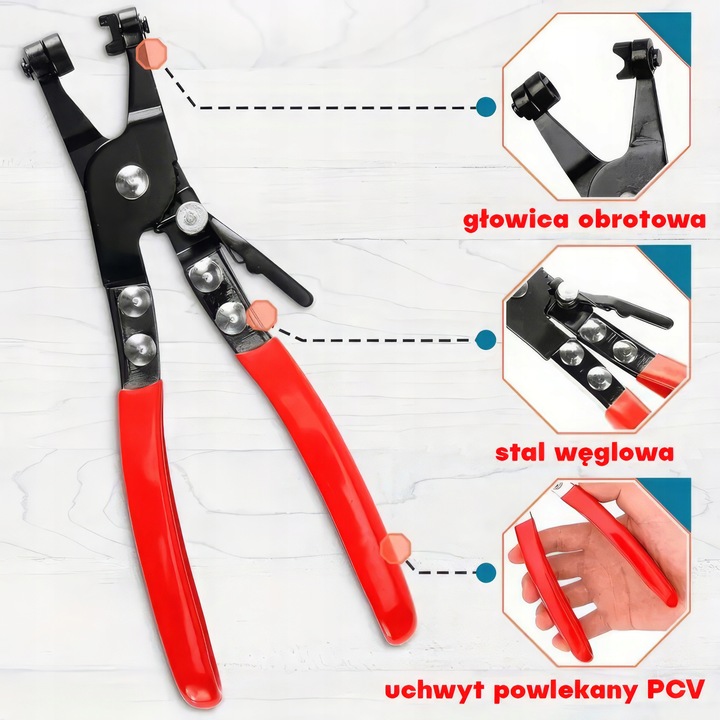 SZCZYPCE DO OPASEK ZACISKOWYCH ROZPRĘŻNYCH PROSTE ZESTAW SZCZYPIEC 2
