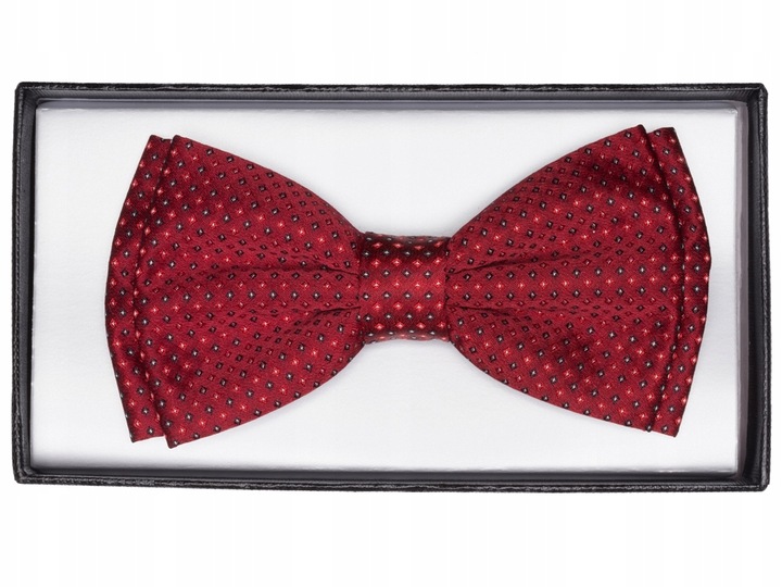 MUCHA ŻAKARDOWA + PUDEŁKO Mucha Męska do Koszuli Bordowa MIKROFIBRA mz47