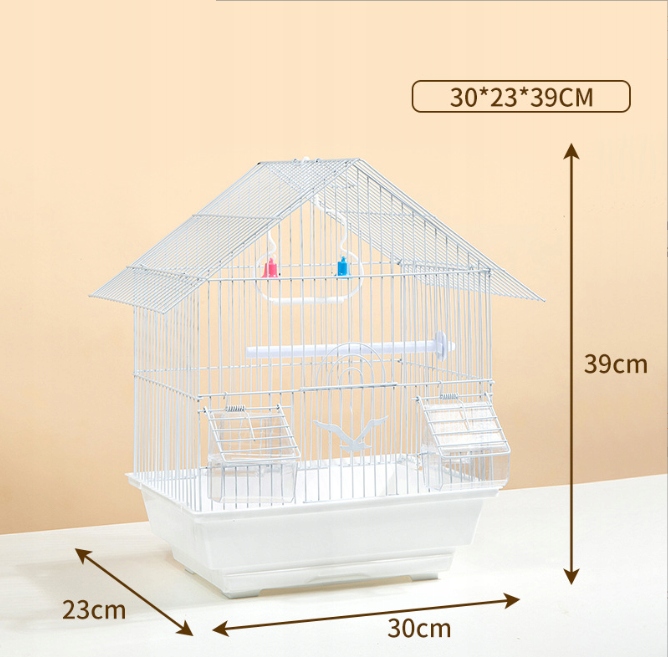 KLATKA DLA PTAKÓW METALOWA MAŁA 39x23x30cm BIAŁA