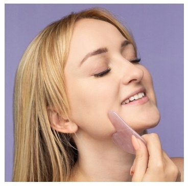 Fluff Kamień Gua Sha do Masażu Twarzy Różowy Kwarc