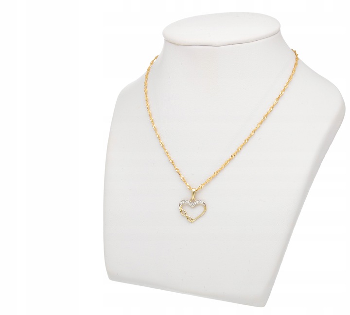 Złoty Wisiorek 333 Serce Nieskończoność GRAWER