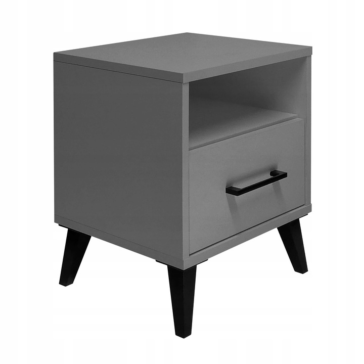 SZAFKA NOCNA KASZMIR BEŻOWY STOLIK NOCNY SZUFLADA LED Z PÓŁKĄ DO