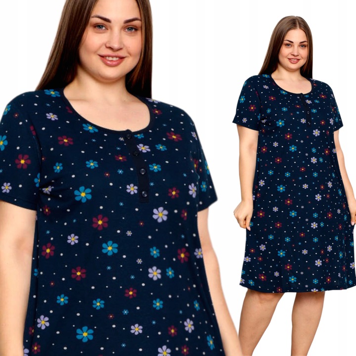 KOSZULA NOCNA 4 guziki LINIA PLUS SIZE nadwymiar DUŻA ROZMIARÓWKA duże XL