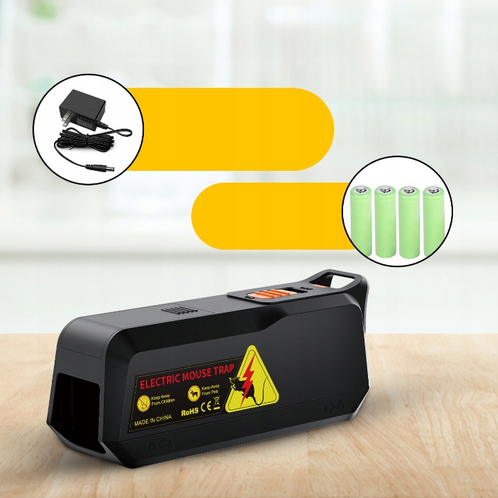 ELEKTRYCZNA PUŁAPKA ŁAPKA NA MYSZY PRĄDEM GRYZONIE Z ALARMEM DUŻA