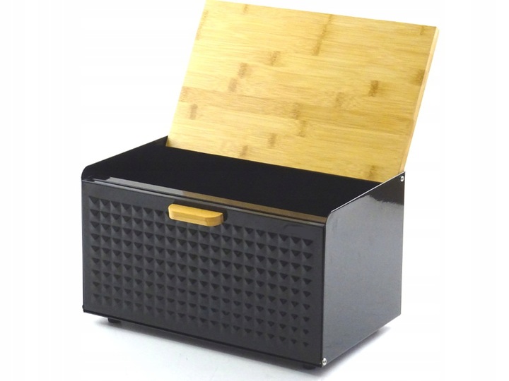 CHLEBAK NA PIECZYWO BUŁKI CHLEB POJEMNIK POJEMNY CZARNY BAMBUS DO KUCHNI