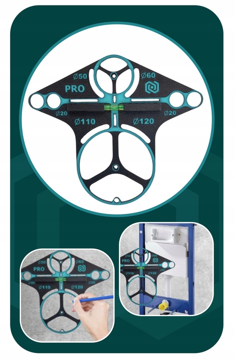 SZABLON WZORNIK OTWORÓW PŁYTEK GEBERIT TOALETA WYTRZYMAŁY GIĘTKI