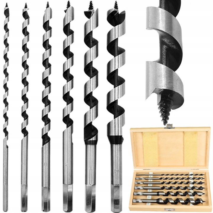Wiertła do drewna 230MM zestaw wierteł 6-25 mm +box POLSKA MARKA na
