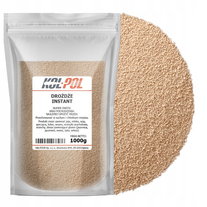 DROŻDŻE PIEKARSKIE SUCHE 1kg Instant do wypieków piekarnicze Kol-Pol